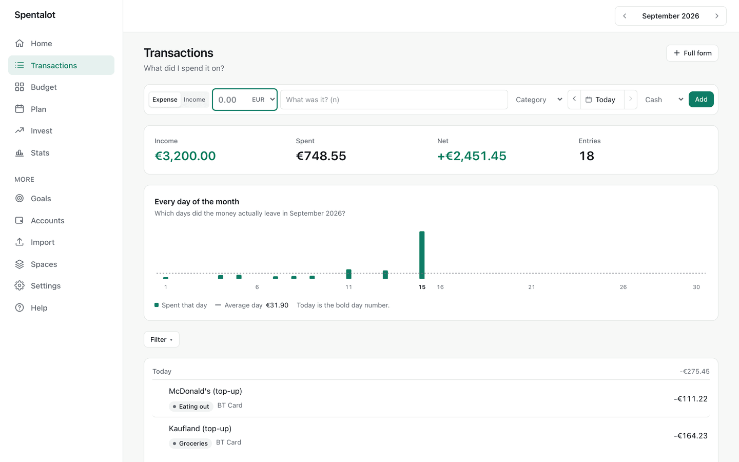 Transactions — Every entry, searchable.